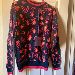 Women's Sweater with Red and Orange Flame Design - Marcell Von Berlin